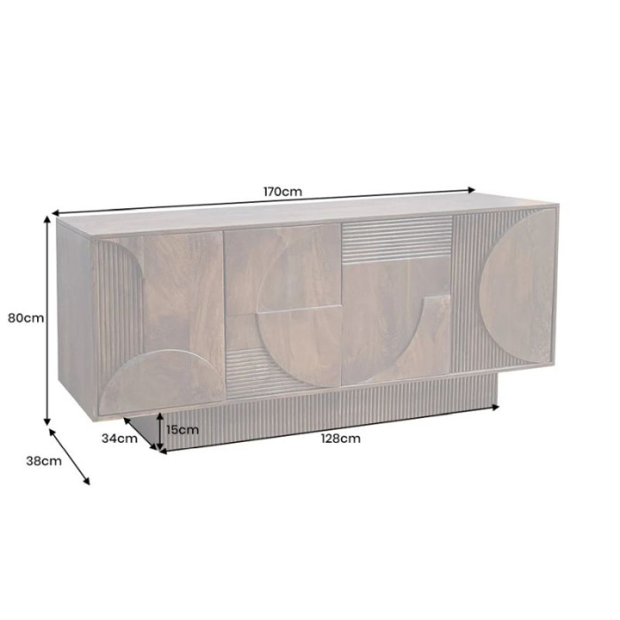 ART DECO komoda 170cm mangové dřevo hnědá