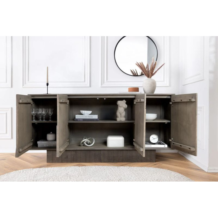 ART DECO komoda 170cm 3D mangové dřevo šedá