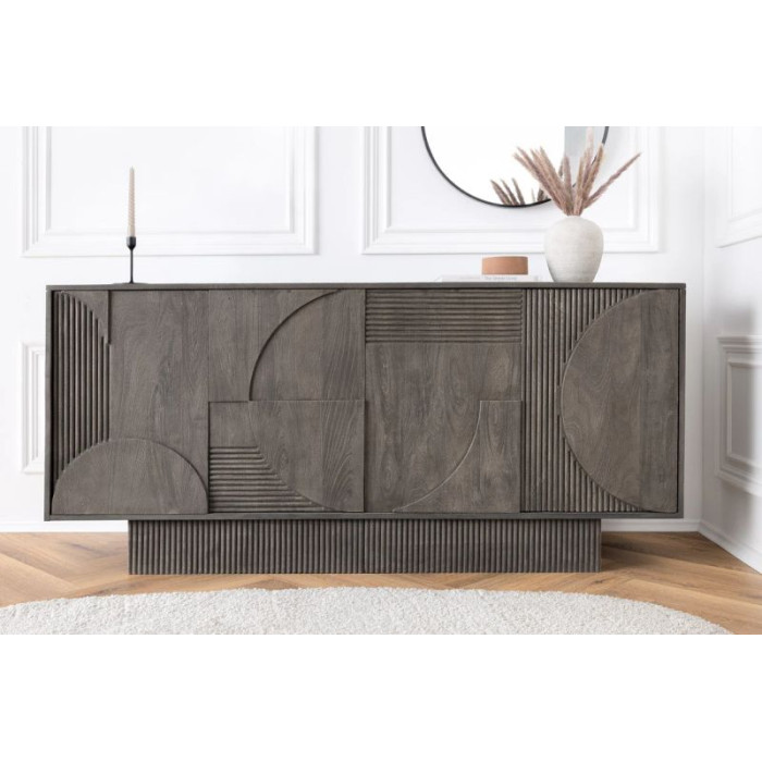 ART DECO komoda 170cm 3D mangové dřevo šedá