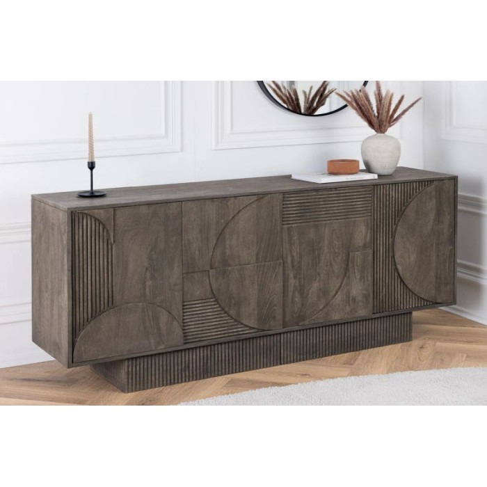 ART DECO komoda 170cm 3D mangové dřevo šedá