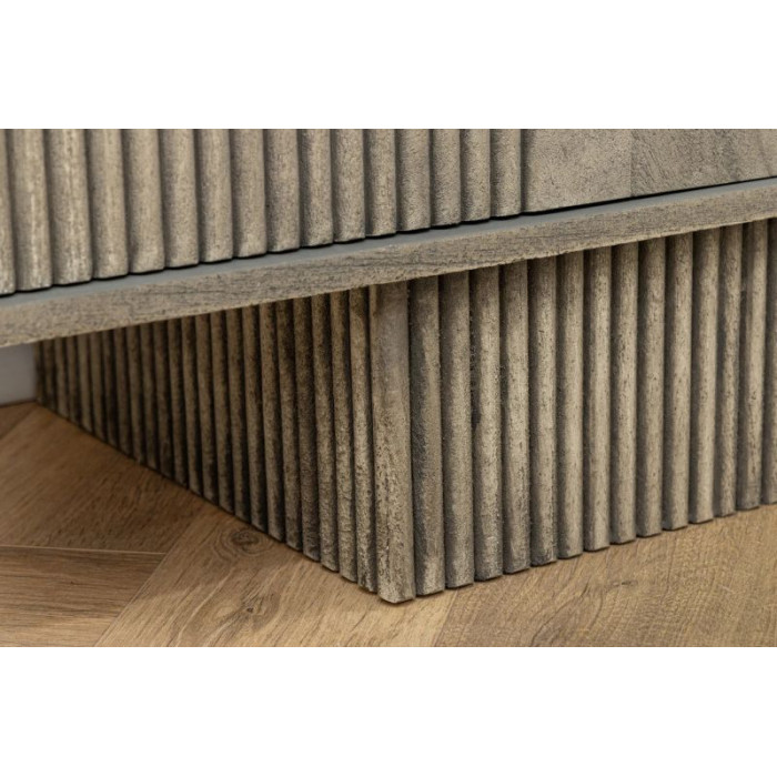 ART DECO TV stolek  200 cm 3D mangové dřevo, kouřově šedý vzhled