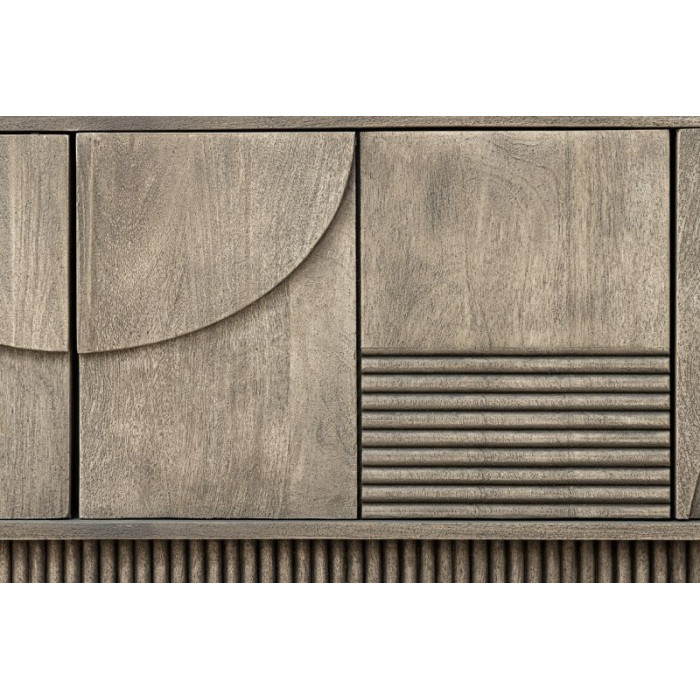 ART DECO TV stolek  200 cm mangové dřevo, kouřově šedý vzhled