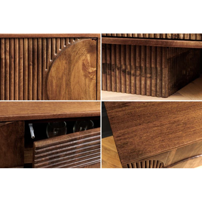 ART DECO TV stolek 200cm 3D mangové dřevo hnědá