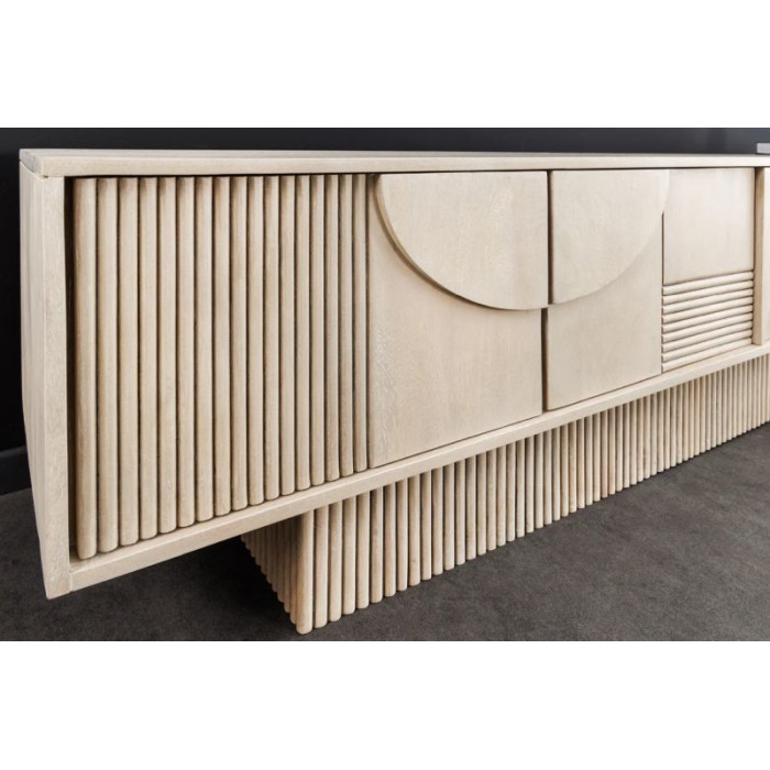 ART DECO TV stolek 200cm 3D mangové dřevo bílé