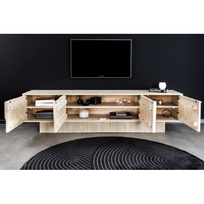 ART DECO TV stolek 200cm 3D mangové dřevo bílé