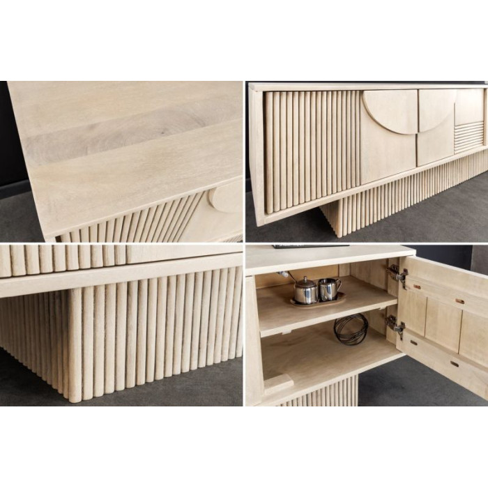 ART DECO TV stolek 200cm mangové dřevo bílé