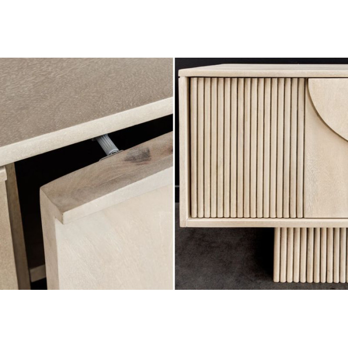 ART DECO TV stolek 200cm mangové dřevo bílé