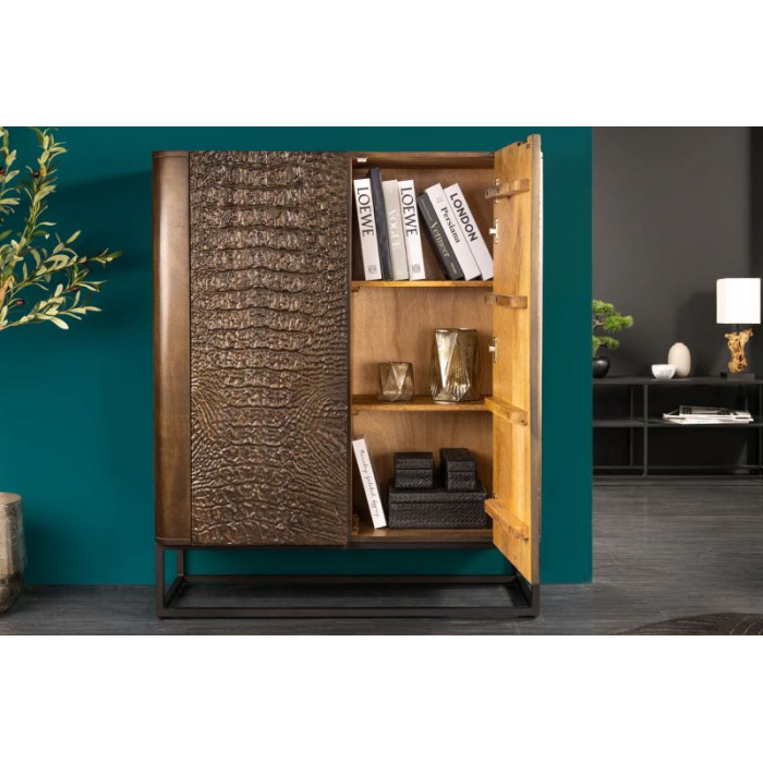 CROCODILE komoda 120cm mangové dřevo hnědo černá