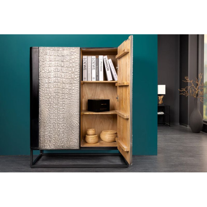 CROCODILE komoda 120cm mangové dřevo šedo černá