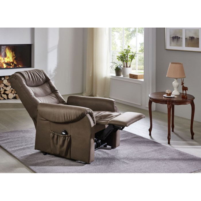 Imperial Velvet manuální relaxační křeslo ekokůže hnědé