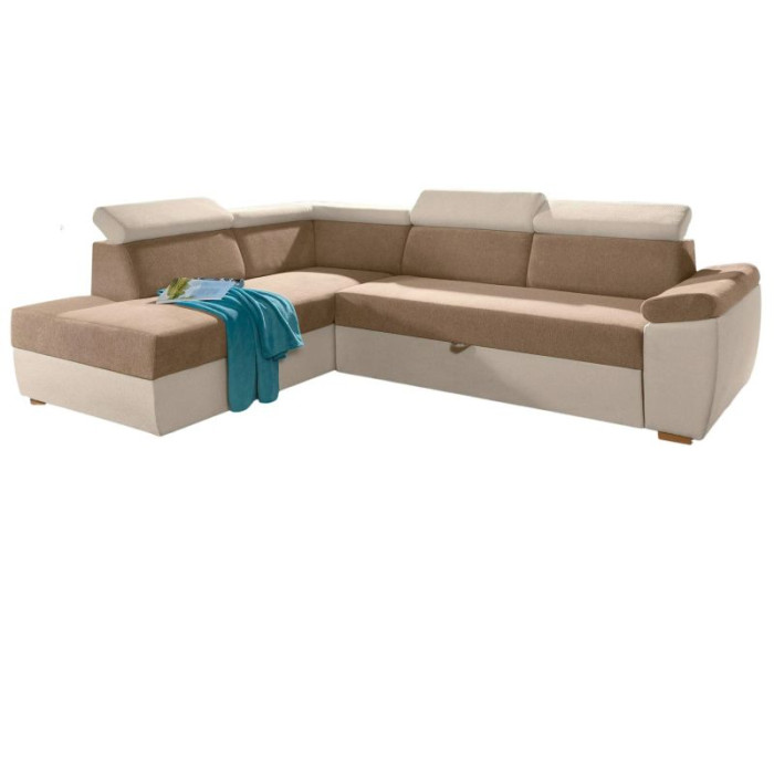 Sellana rozkládací sedací souprava s úložným prostorem hnědo krémová