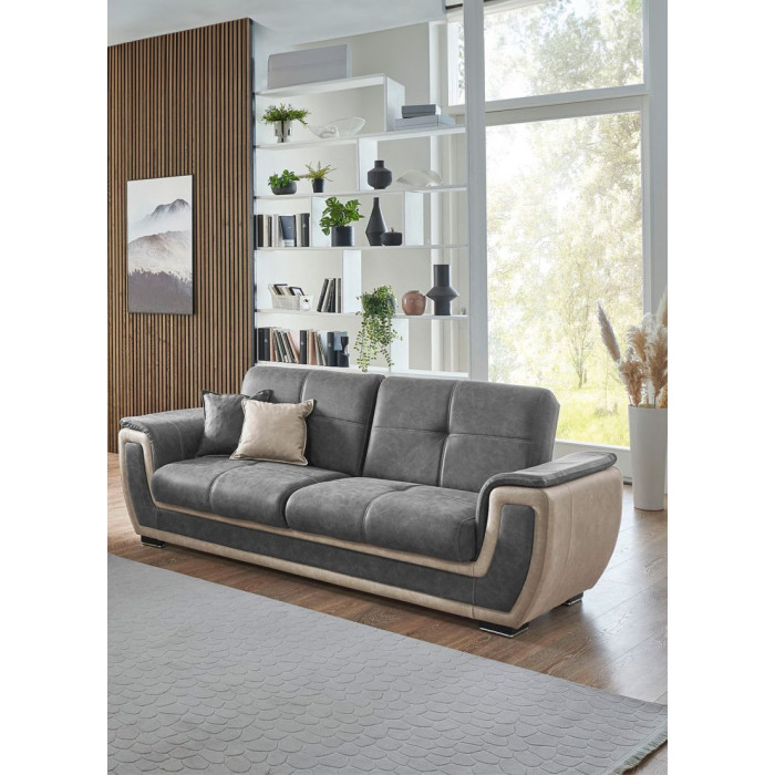 Ondes rozkládací pohovka s úložným prosterem šedá