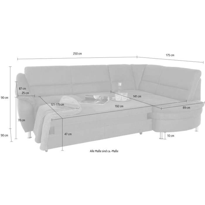 Cardoso rozkládací sedací souprava s úložným prostorem šedá