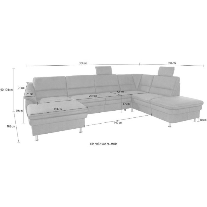 Cardoso sedací souprava ve tvaru U ocelový odstín