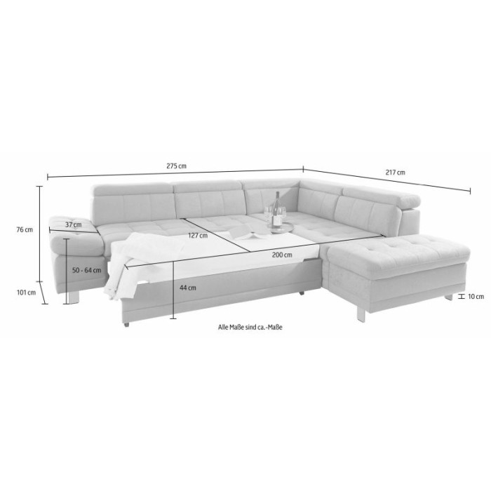 Limit rozkládací sedací souprava s úložným prostorem ekokůže bílá