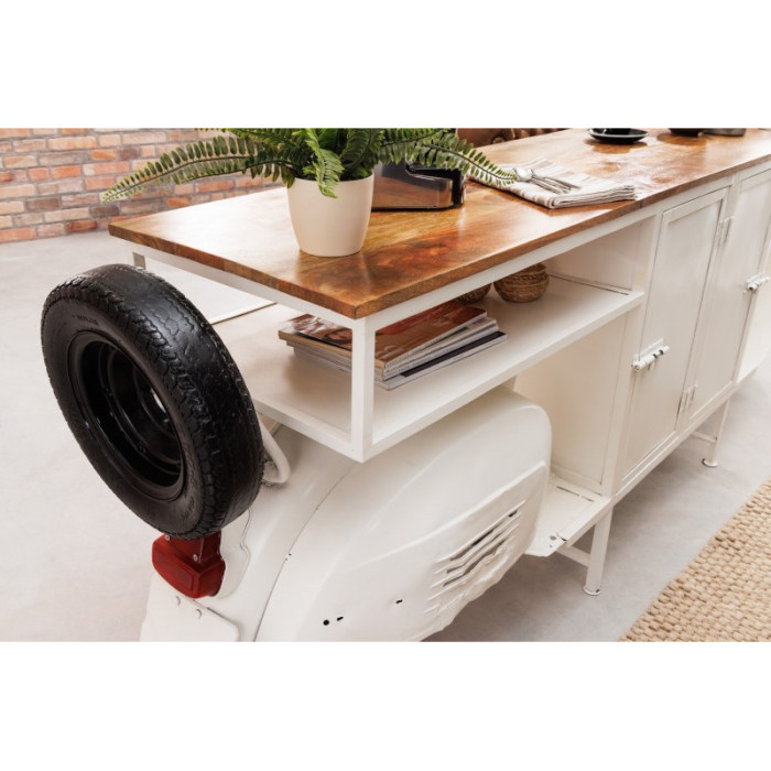 SCOOTER barový stůl ve tvaru skůtru 250 cm mango/bílá