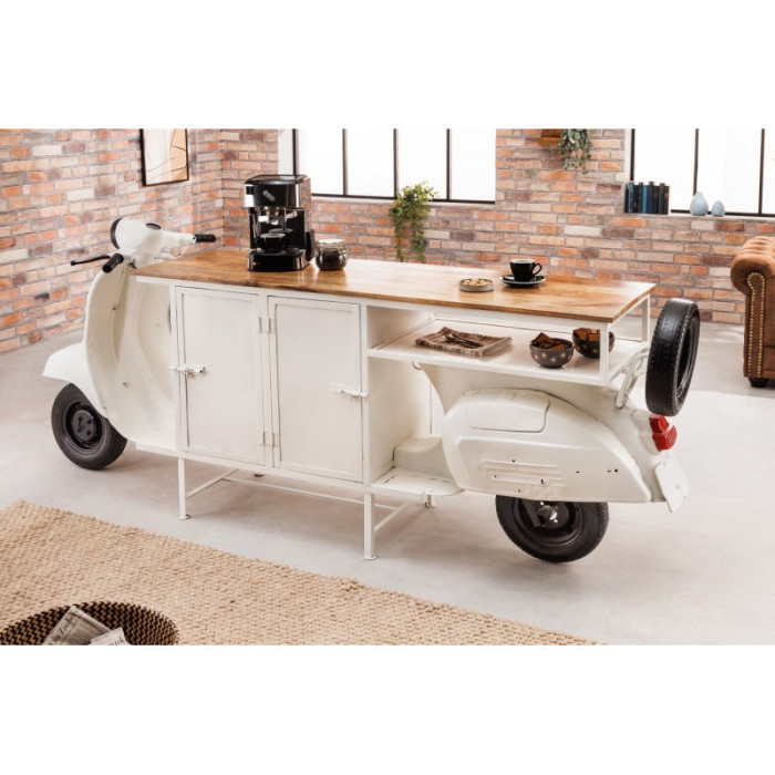 SCOOTER barový stůl ve tvaru skůtru 250 cm mango/bílá