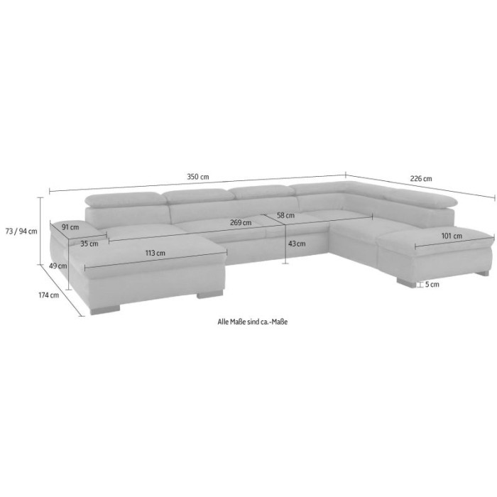 Alberto rozkládací sedací souprava U šedá