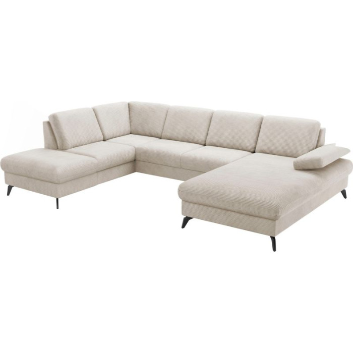 MORRIS rozkládací manšestrová sedací souprava U krémová