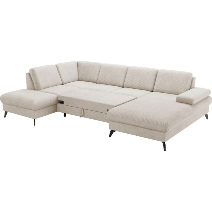 MORRIS rozkládací manšestrová sedací souprava U krémová