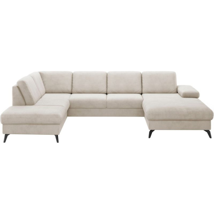 MORRIS rozkládací manšestrová sedací souprava U krémová