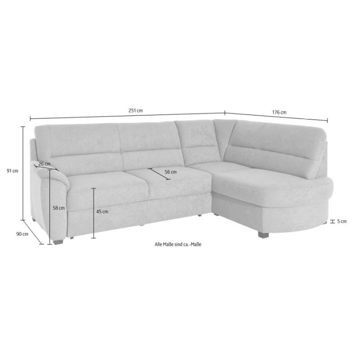 Pandora ausziehbare Sitzgarnitur mit Stauraum grau