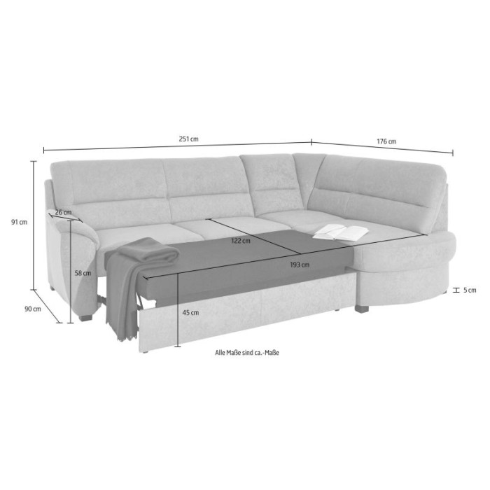 Pandora rozkládací sedací souprava s úložným prostorem šedá