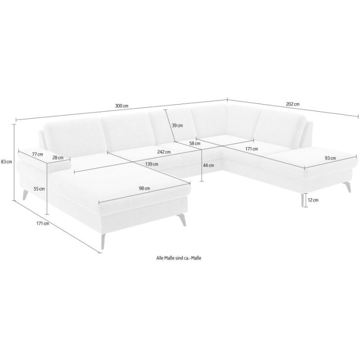 Morris Schlafsofa in U-Form, cremefarben