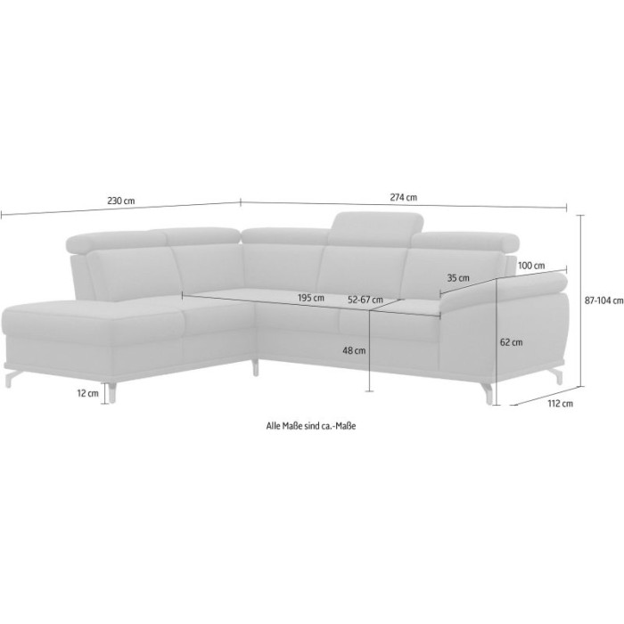 CABRIO rohová pohovka fango  - levá strana