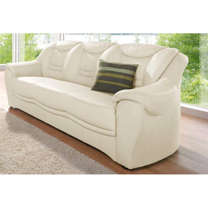 BANSIN kožená pohovka 3sed béžovo bílá