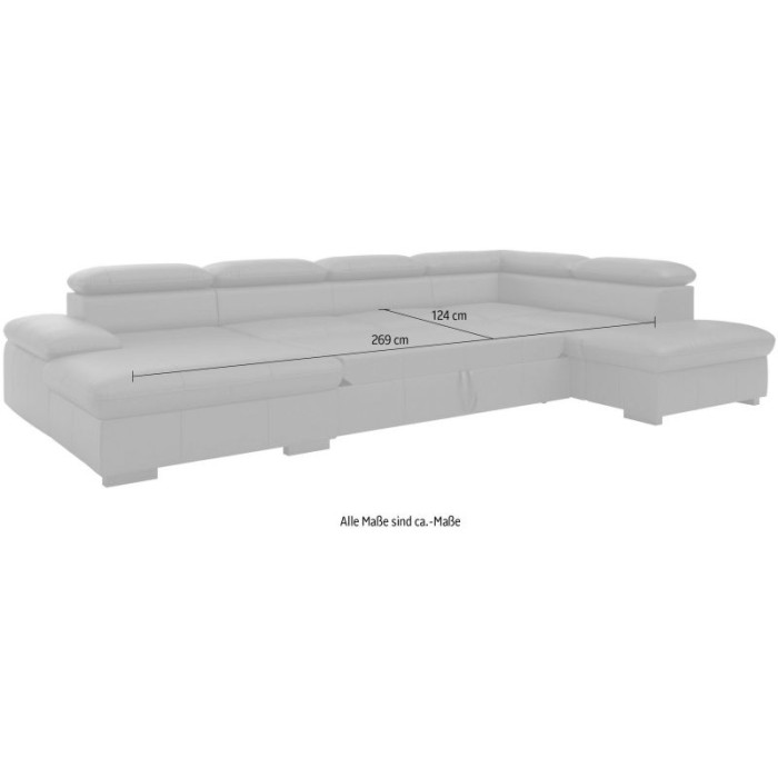 Alberto rozkládací kožená sedací souprava U černá