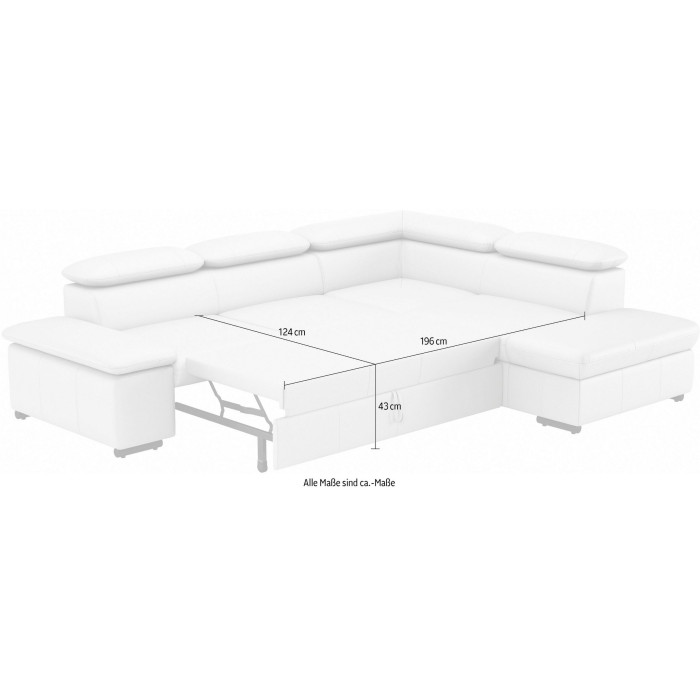 ALCUDIA Leder-Schlafsofa, schwarz
