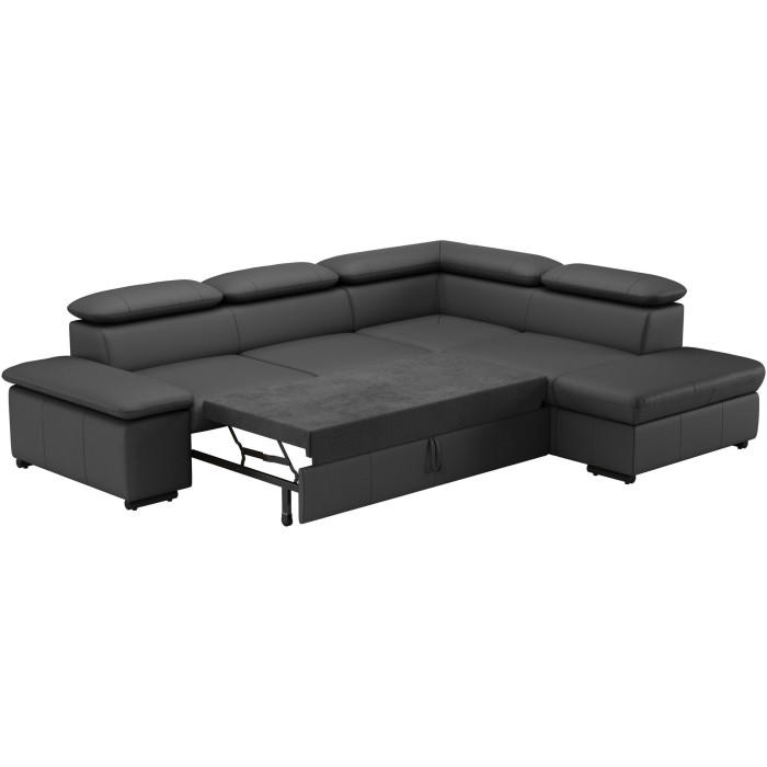 ALCUDIA Leder-Schlafsofa, schwarz