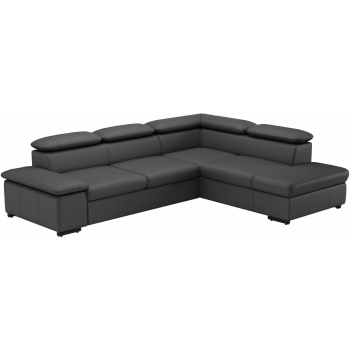 ALCUDIA Leder-Schlafsofa, schwarz