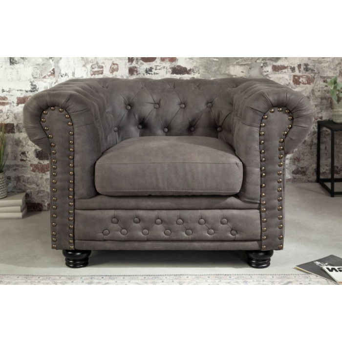 INGLESE Chesterfield křeslo šedá/taupe