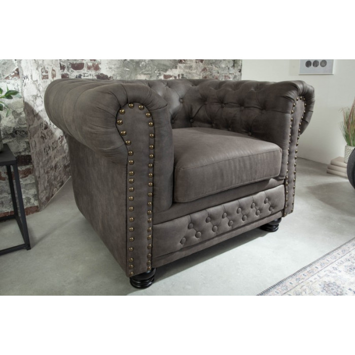 INGLESE Chesterfield křeslo šedá/taupe