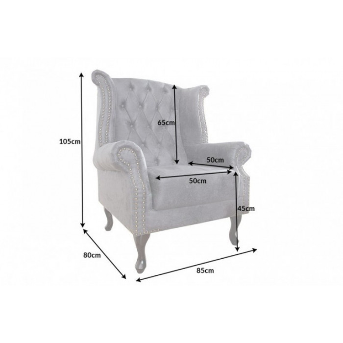 INGLESE Chesterfield Ohrensessel grau