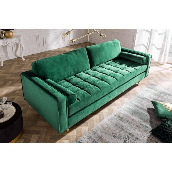 COZY VELVET moderní pohovka zelený samet 225cm