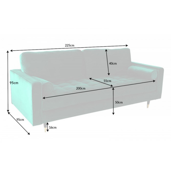 COZY VELVET modernes Sofa grüner Samt 225cm