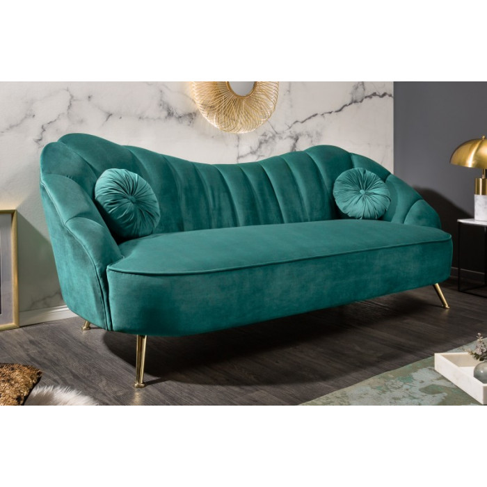 ARIELLE modernes Sofa Samt türkis 220 cm