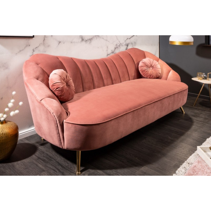 ARIELLE modernes Sofa Samt altrosa 220 cm