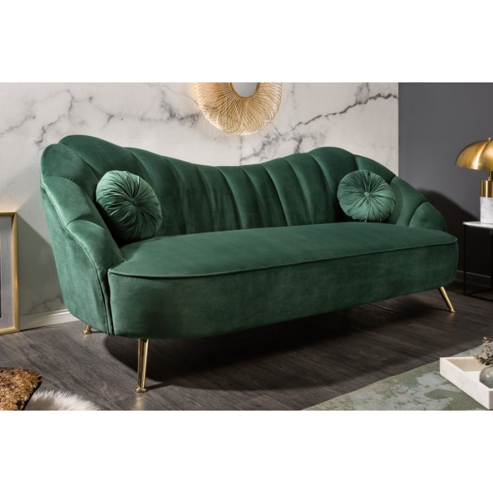 ARIELLE modernes Sofa Samt Flasche grün 220 cm