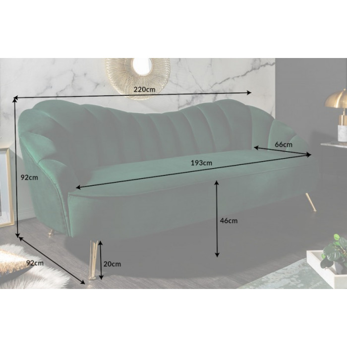 ARIELLE modernes Sofa Samt Flasche grün 220 cm