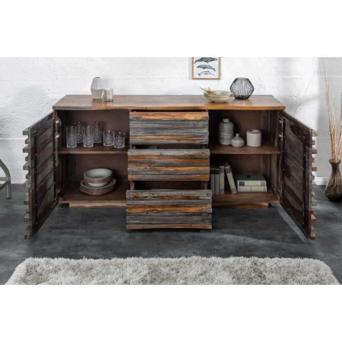 RELIEF Luxus Kommode Sheesham smoke 160cm