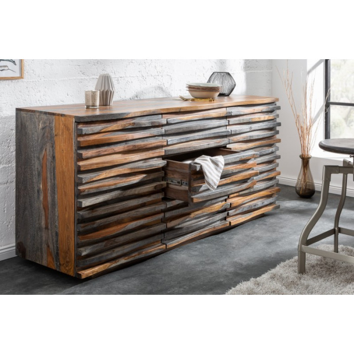 RELIEF Luxus Kommode Sheesham smoke 160cm