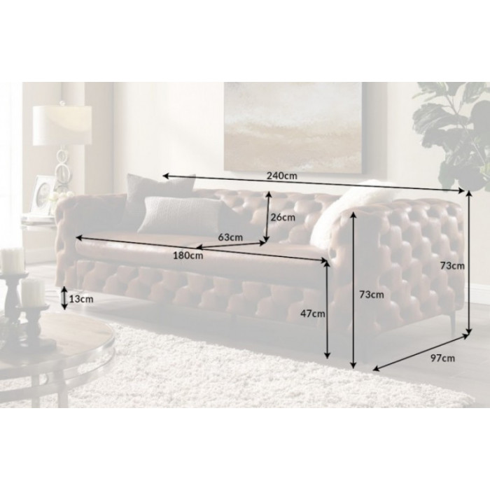 MODERN BAROCK Chesterfield Sofa antik braun, 240 cm