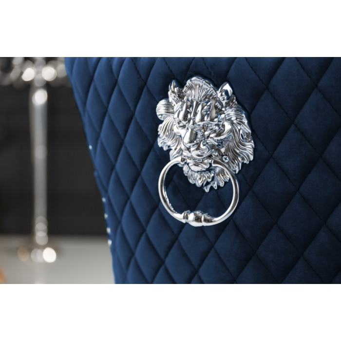 LÖWENKOPF Luxus-Stuhl Samt königsblau