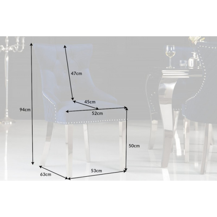 LÖWENKOPF Luxus-Stuhl Samt königsblau