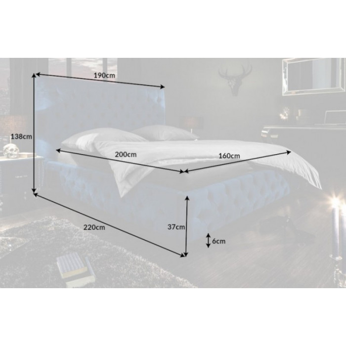 PARIS Luxusbett 160x200cm blau Samt