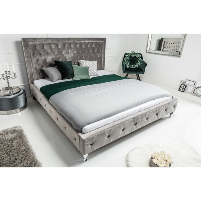 EXTRAVAGANCIA Luxusbett 180x200cm grau Samt